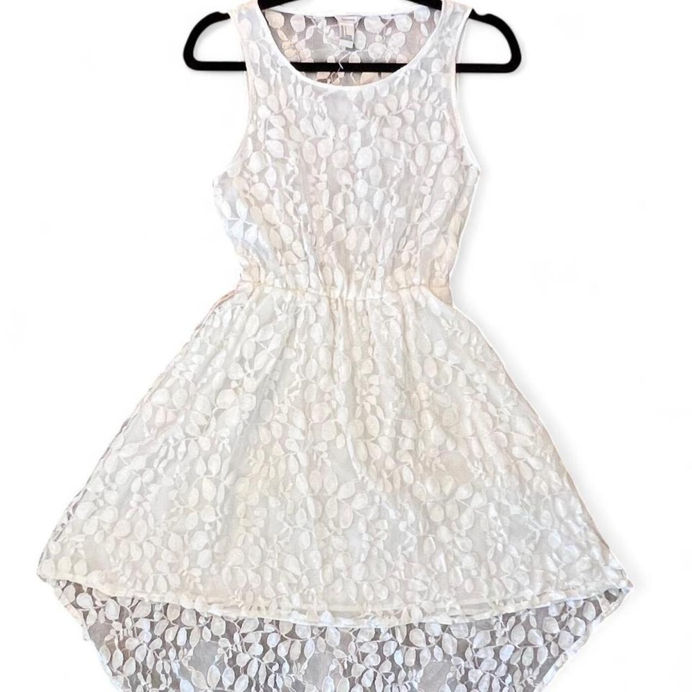Vintage Forever 21 White floral sheer back lace A-line mini dress womens size S